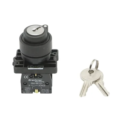 Selettore a 2 posizioni con blocco e chiave 1NO+1NC, 400V/10A, LAY5-EG45 Breckner Germany