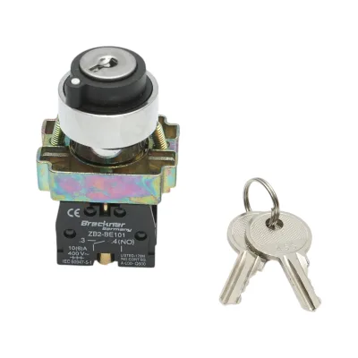 Selettore a 2 posizioni con blocco e chiave 1NO, 400V/10A, LAY5-BG21 Breckner Germany