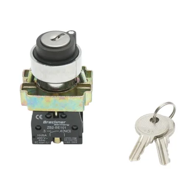 Selettore a 2 posizioni con blocco e chiave 1NO, 400V/10A, LAY5-BG41 Breckner Germany