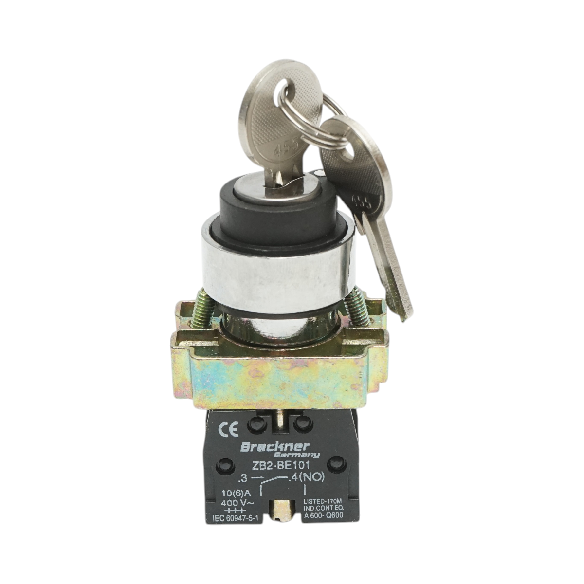 Selettore a 2 posizioni con blocco e chiave 1NO, 400V/10A, LAY5-BG41 Breckner Germany - immagine 2