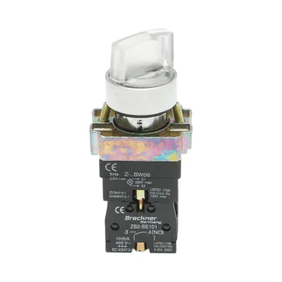 Selettore a 2 posizioni con ritenuta e indicatore di segnalazione a LED bianco 1NO+1NC, 220V, LAY5 Breckner Germany