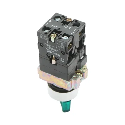 Selettore a 2 posizioni con ritenuta e indicatore di segnalazione LED verde 1NO+1NC, 220V, LAY5 Breckner Germany - immagine 3
