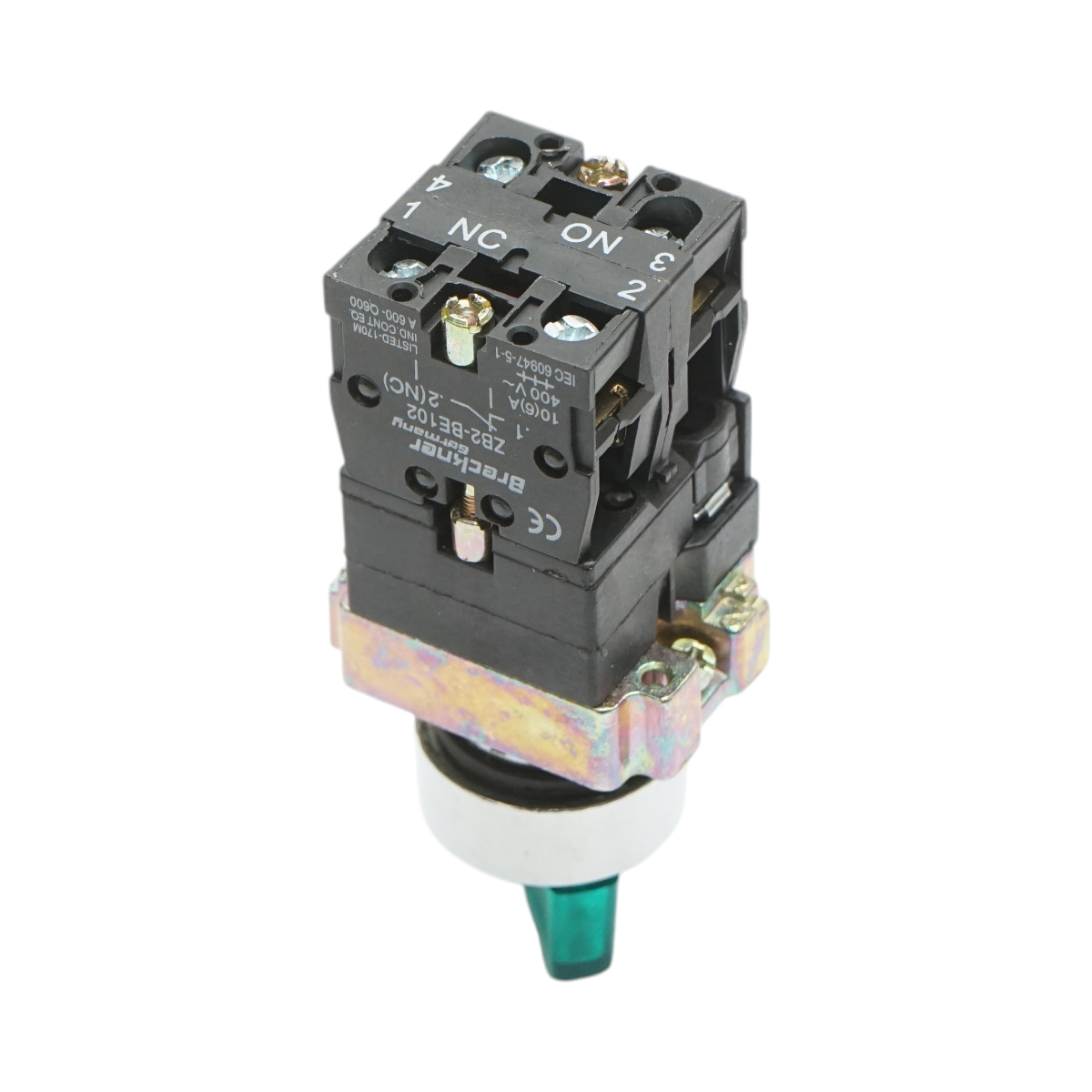 Selettore a 2 posizioni con ritenuta e indicatore di segnalazione LED verde 1NO+1NC, 220V, LAY5 Breckner Germany - immagine 3