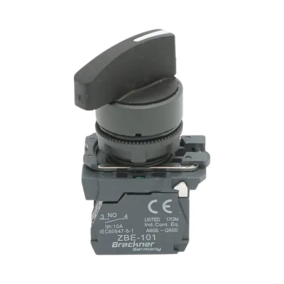 Selettore a 2 posizioni con ritenuta nero 1NO+1NC, 240V/10A, TB5-AJ25 Breckner Germany