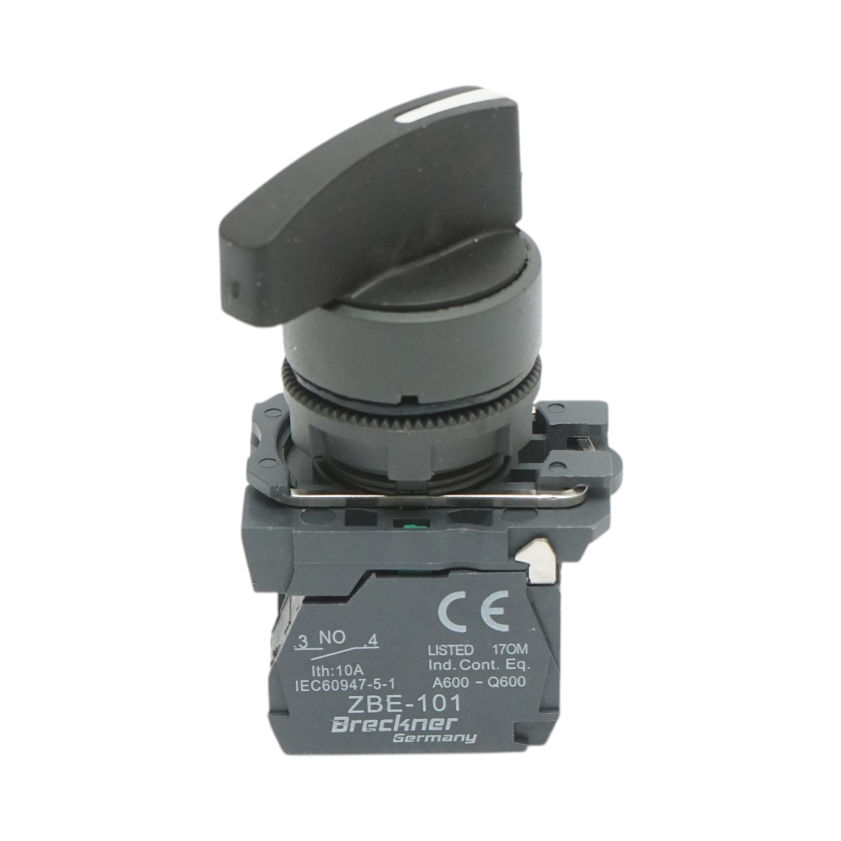 Selettore a 2 posizioni con ritenuta nero 1NO+1NC, 240V/10A, TB5-AJ25 Breckner Germany