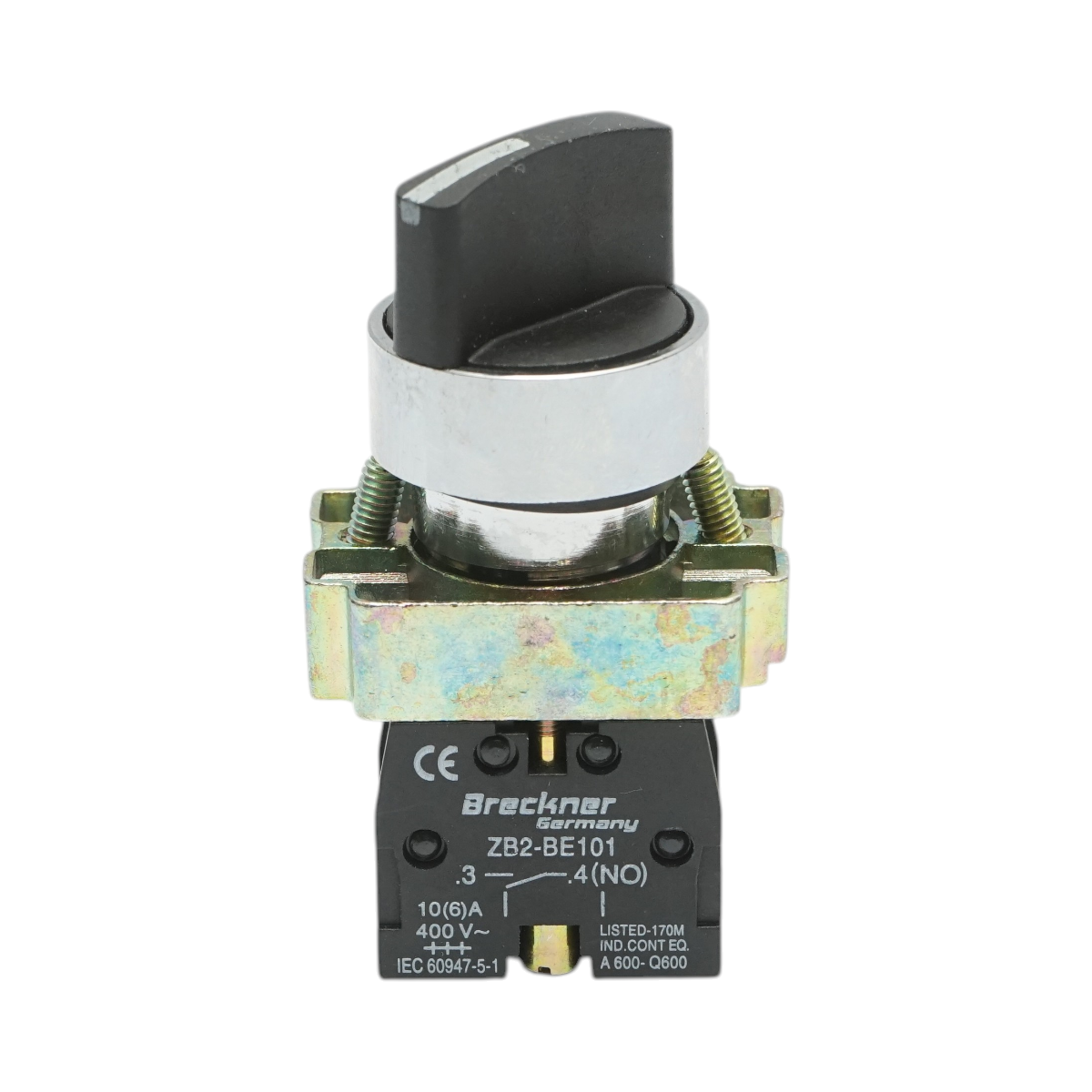 Selettore a 2 posizioni con ritenuta nero 1NO, 400V/10A, LAY5-BD21C Breckner Germany