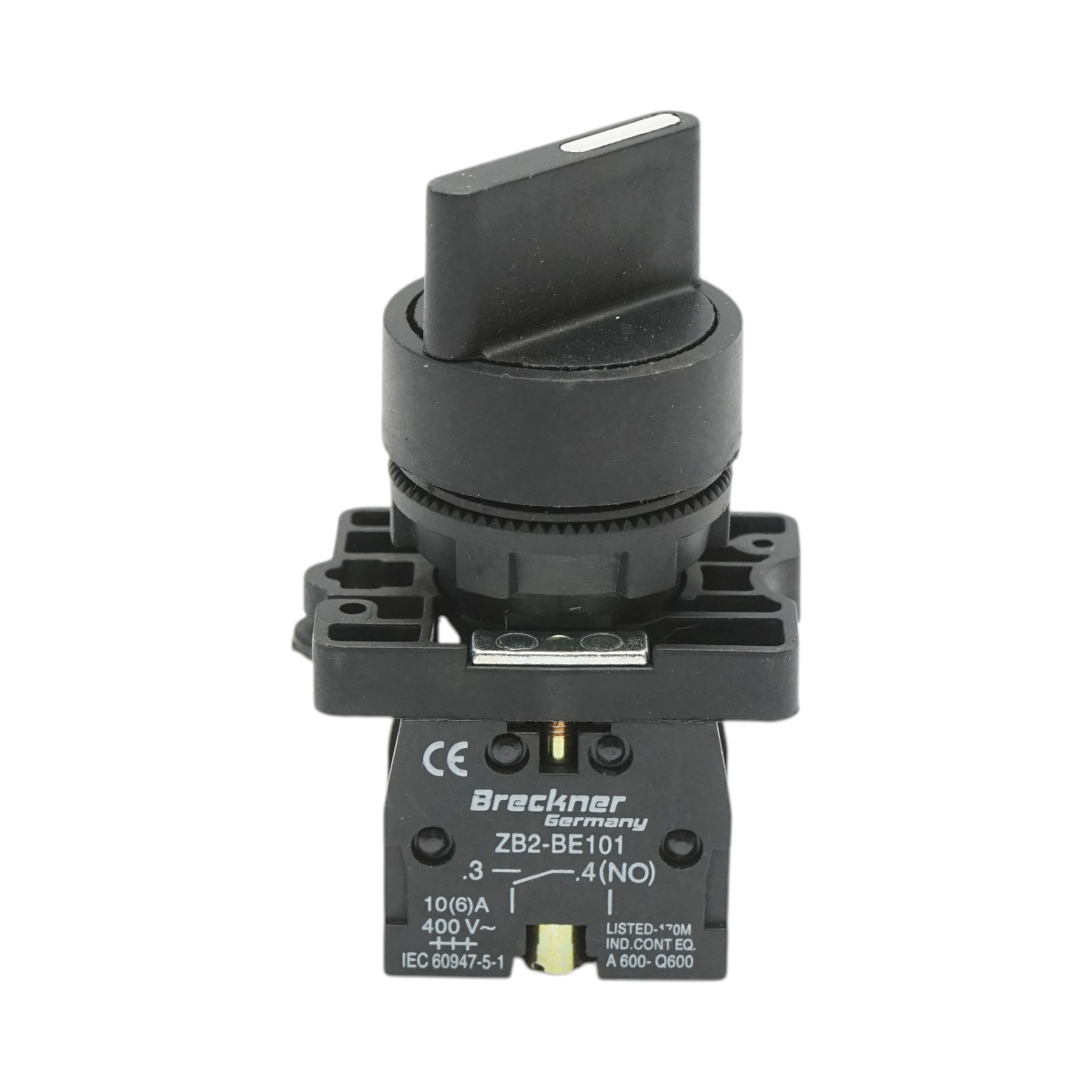 Selettore a 2 posizioni con ritenuta nero 1NO, 400V/10A, LAY5-ED21 Breckner Germany