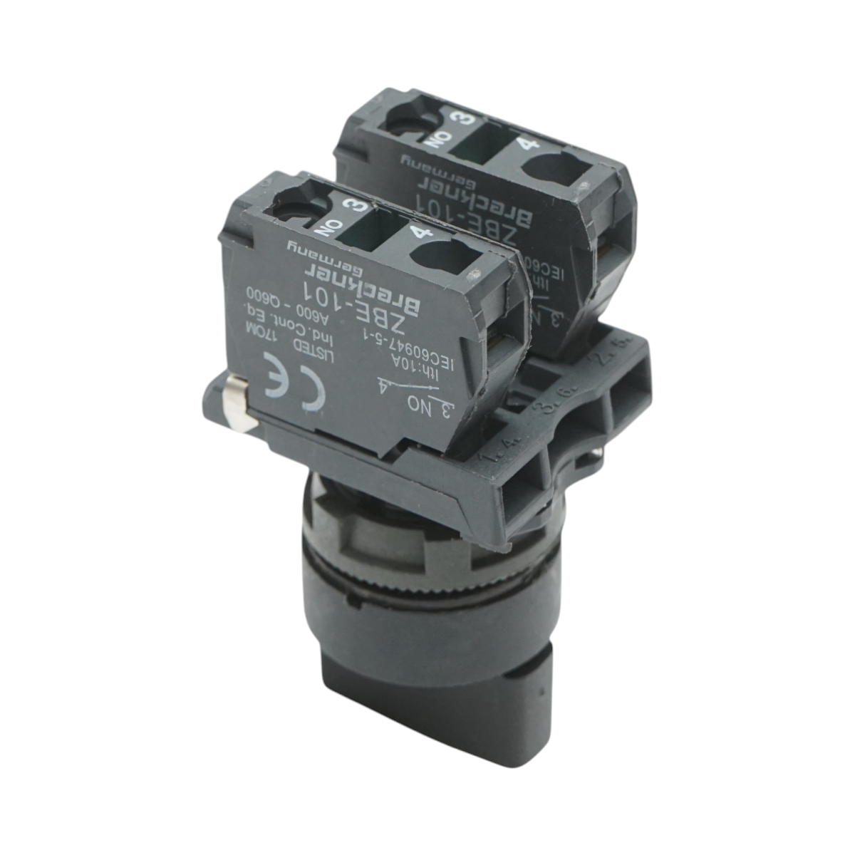 Selettore a 2 posizioni con ritorno, nero, 1NO+1NC, 24V/10A, TB5 Breckner Germany - immagine 4