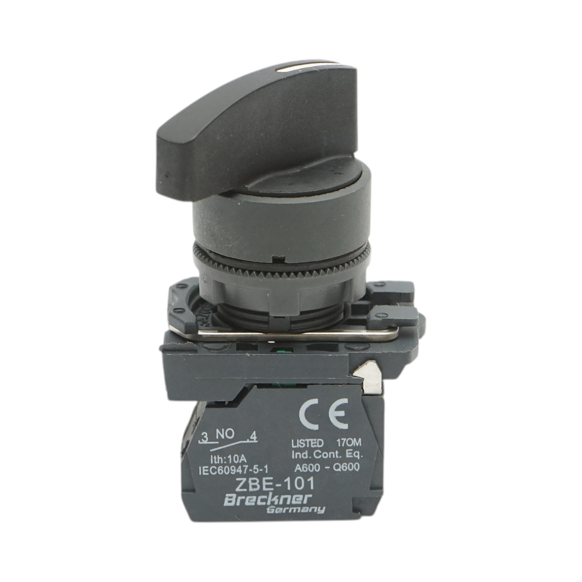 Selettore a 2 posizioni con ritorno, nero, 1NO, 240V/10A, TB5-AJ41 Breckner Germany