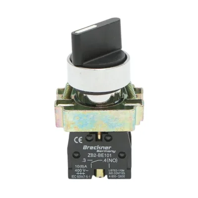Selettore a 2 posizioni con ritorno, nero, 1NO, 400V/10A, LAY5-BD41 Breckner Germany