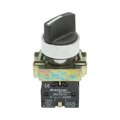 Selettore a 2 posizioni con ritorno, nero, 1NO, 400V/10A, LAY5-BD41C Breckner Germany