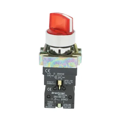 Selettore a 2 posizioni e indicatore di segnalazione LED rosso 1NO+1NC, 220V, LAY5 Breckner Germany