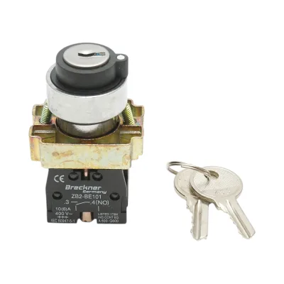 Selettore a 3 posizioni con blocco e chiave 2NO, 400V/10A, LAY5-BG03 Breckner Germany