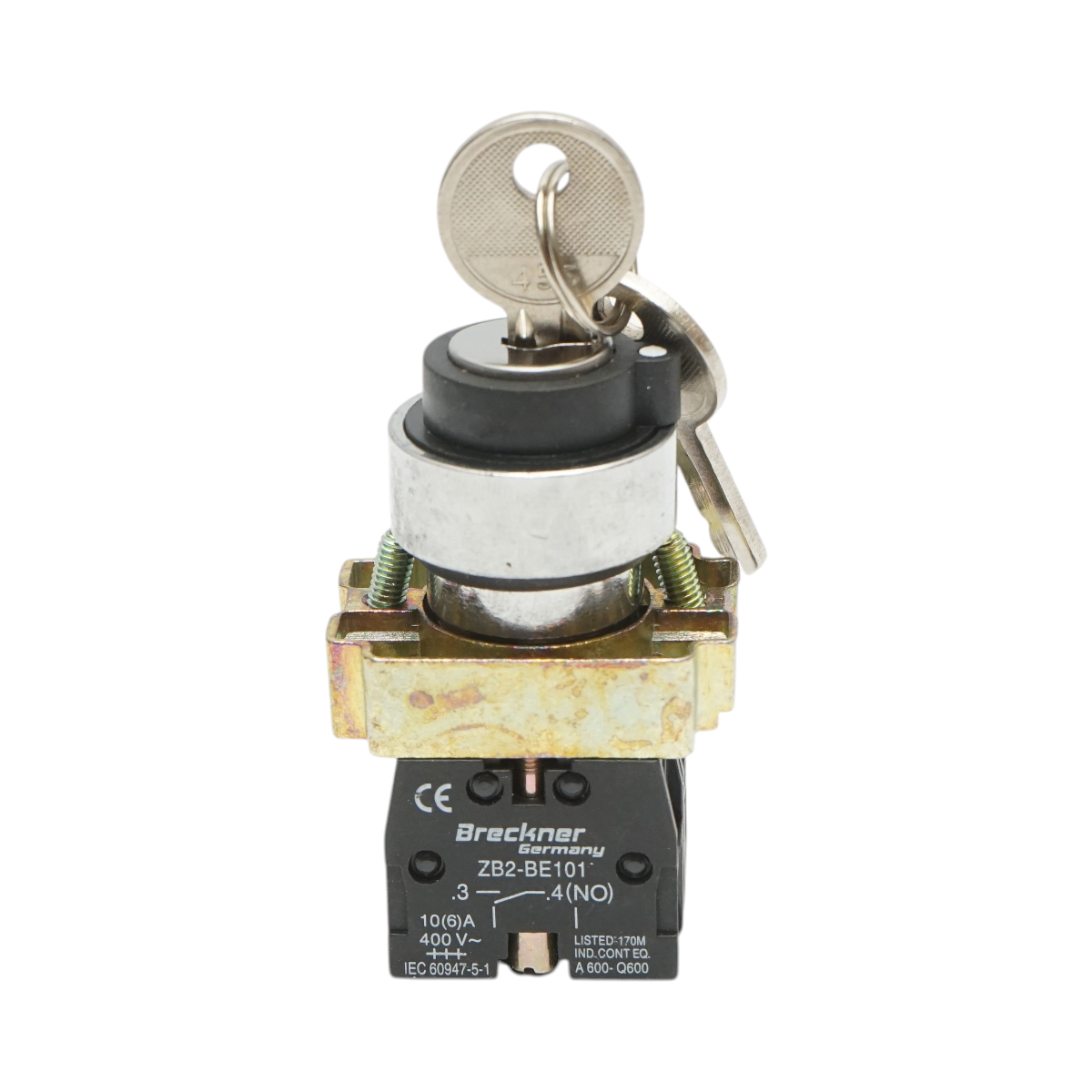 Selettore a 3 posizioni con blocco e chiave 2NO, 400V/10A, LAY5-BG03 Breckner Germany - immagine 2