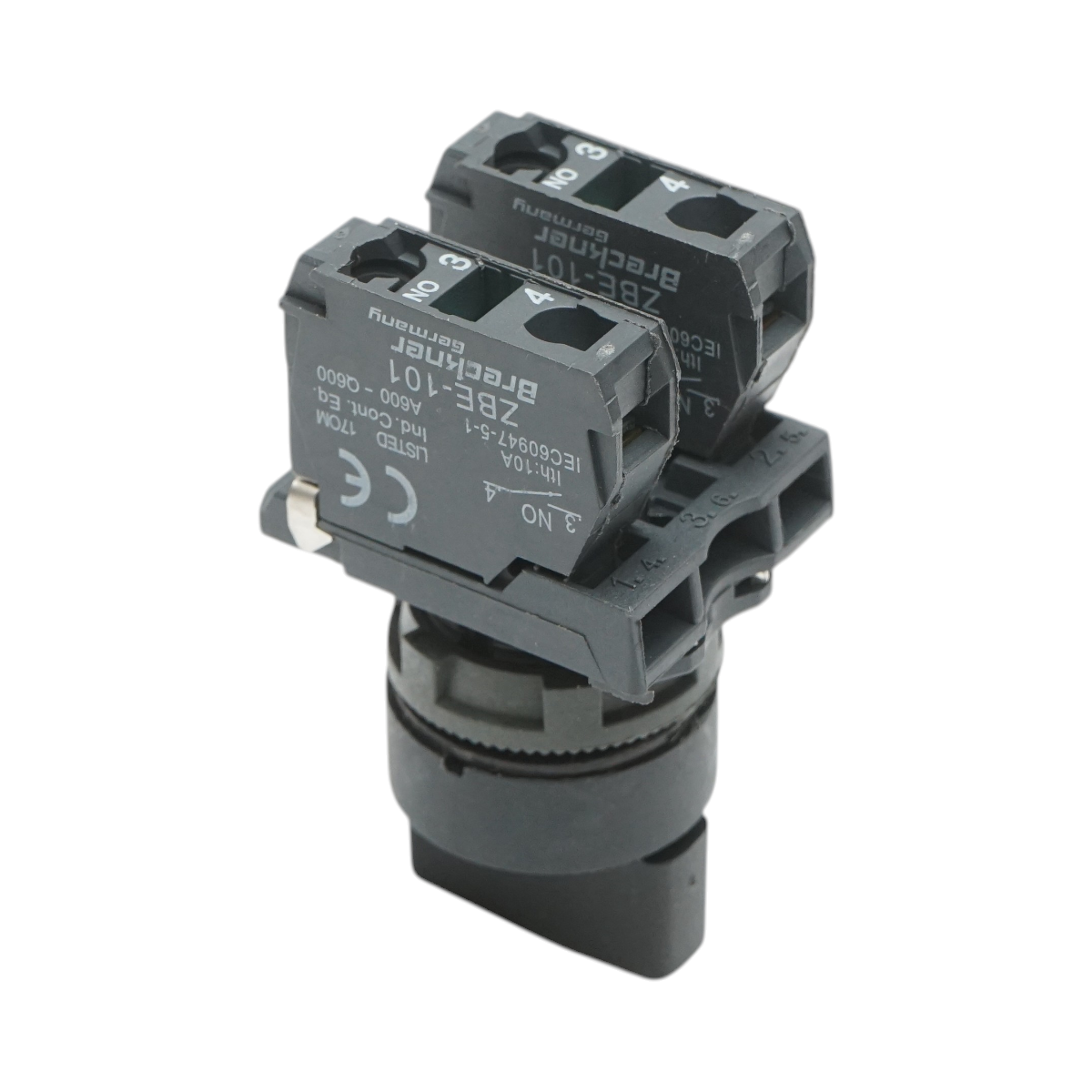 Selettore a 3 posizioni con ritorno, nero, 1NO+1NC, 24V/10A, TB5 Breckner Germany - immagine 4