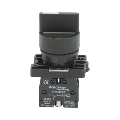 Selettore a 3 posizioni nero con blocco 2NO, 400V/10A, LAY5-ED33 Breckner Germany