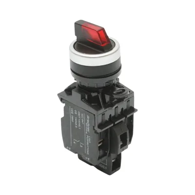 Selettore luminoso 24V AC/DC LED rosso a 3 posizioni 2NO, 10A/600V AC, 1A/250V DC LA42 Breckner Germany