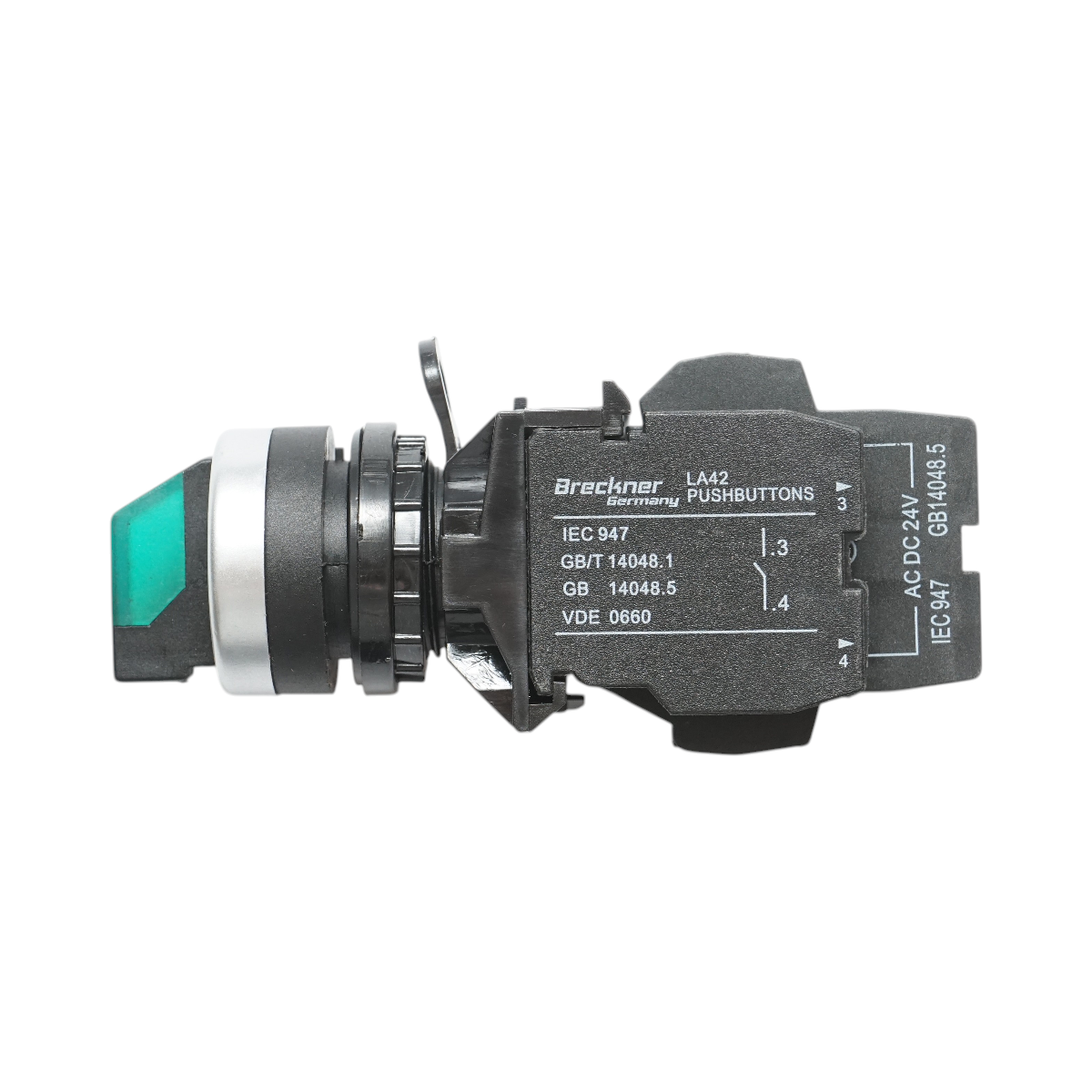 Selettore luminoso 24V AC/DC LED verde a 3 posizioni 2NO, 10A/600V AC, 1A/250V DC LA42 Breckner Germany - immagine 4