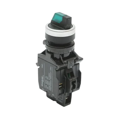 Selettore luminoso 24V AC/DC LED verde con 2 posizioni 1NO+1NC, 10A/600V AC, 1A/250V DC LA42 Breckner Germany