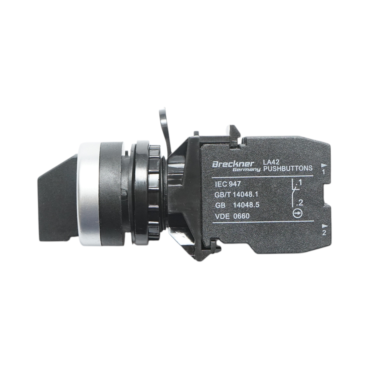Selettore nero a 2 posizioni 1NO+1NC, 10A/600V AC, 1A/250V DC LA42 Breckner Germany - immagine 4