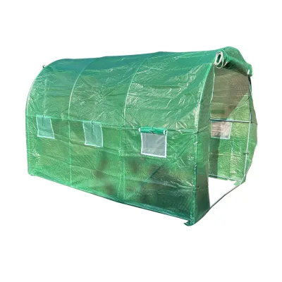 Serra da giardino 300×200×200 cm con sistema di irrigazione, telo verde in PE con rete 140 g/m² anti-UV, 6 finestre, 2 porte, tubo in acciaio zincato 25 mm THOR - immagine 3