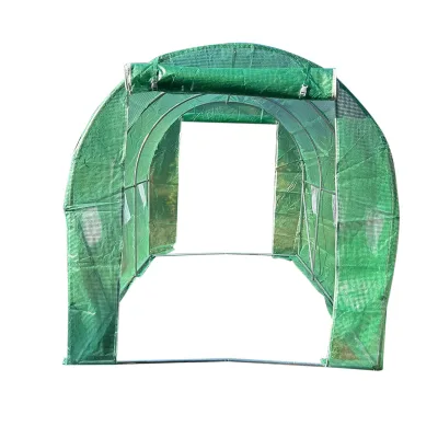 Serra da giardino 300×200×200 cm con sistema di irrigazione, telo verde in PE con rete 140 g/m² anti-UV, 6 finestre, 2 porte, tubo in acciaio zincato 25 mm THOR - immagine 2