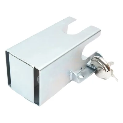 Serratura antifurto in acciaio inox con due chiavi, 110x110x217mm per gancio di traino Breckner Germany - immagine 2
