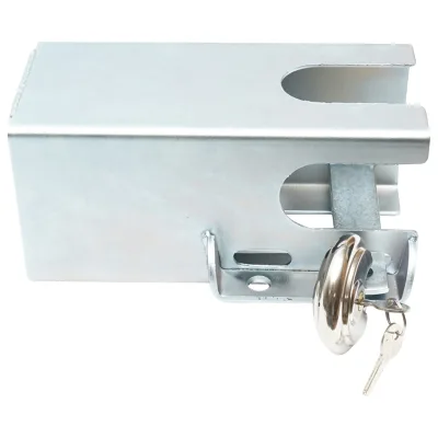 Serratura antifurto in acciaio inox con due chiavi, 110x110x217mm per gancio di traino Breckner Germany - immagine 5