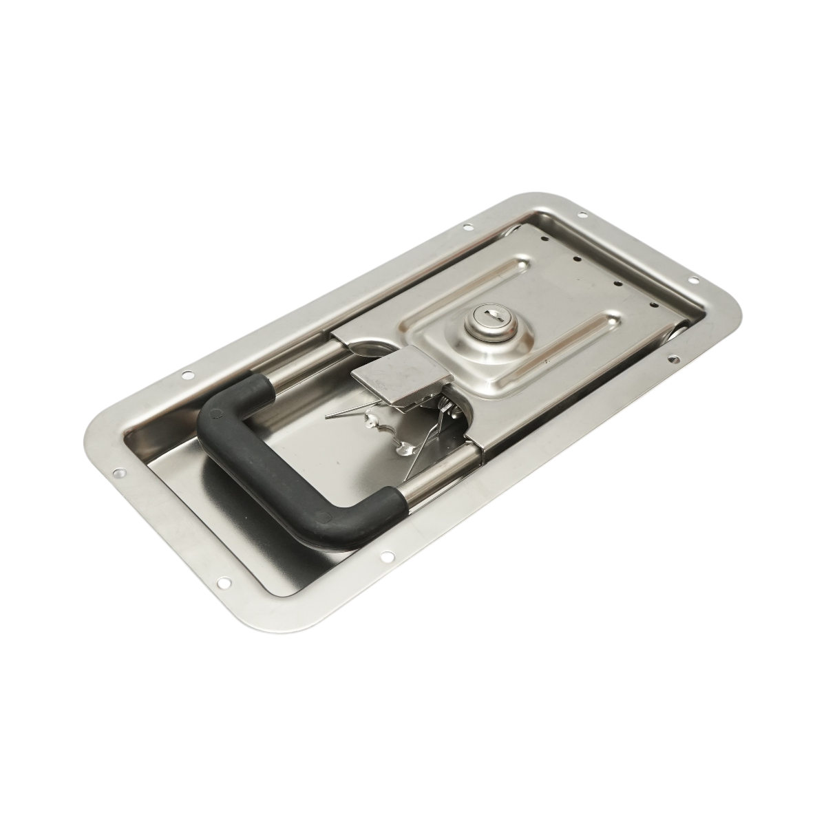 Serratura per porta camion incassata 16mm con 2 chiavi in acciaio inox 270x130x23,5mm - immagine 3