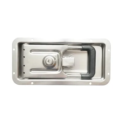 Serratura per porta camion incassata 16mm con 2 chiavi in acciaio inox 270x130x23,5mm - immagine 2