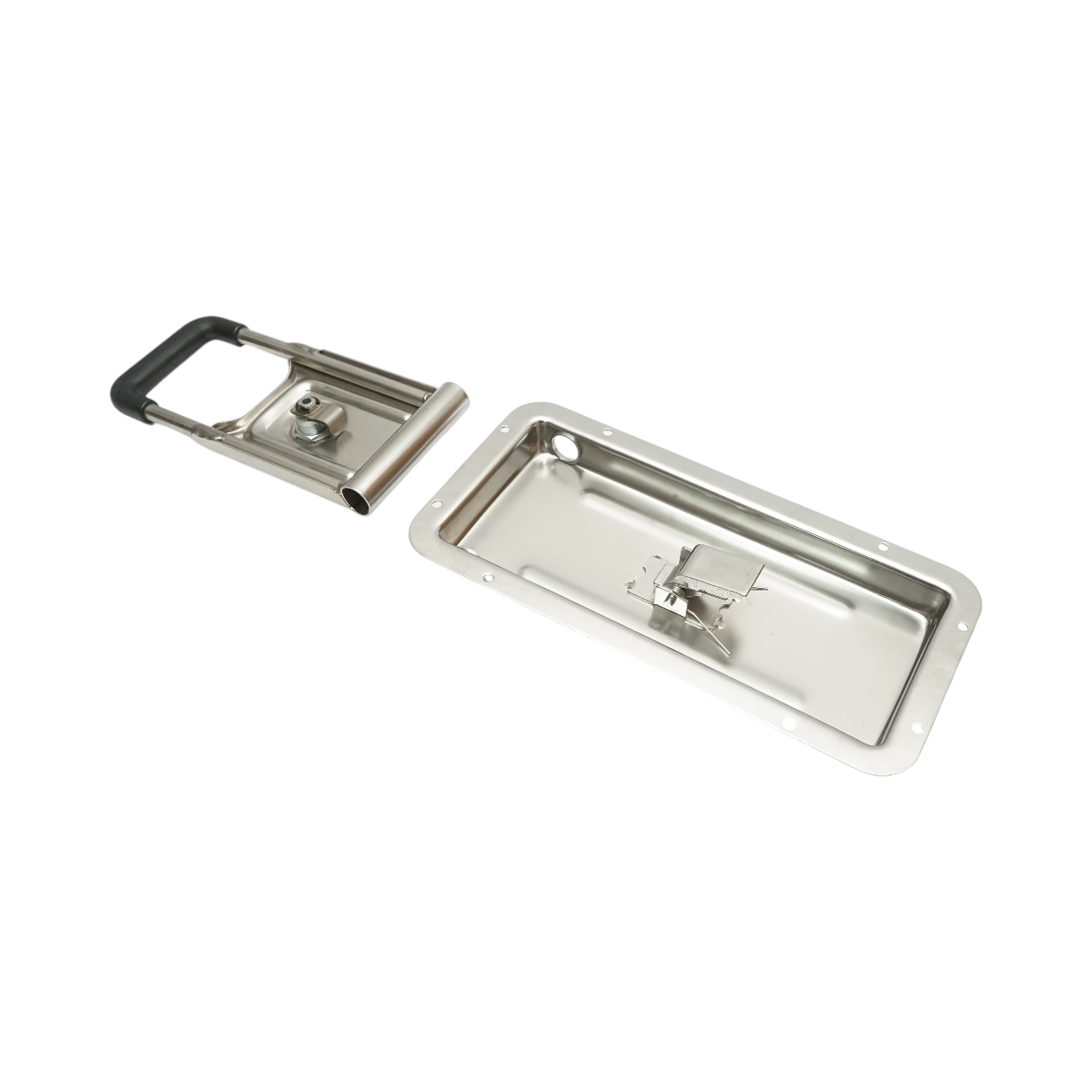 Serratura per porta camion incassata 16mm con 2 chiavi in acciaio inox 270x130x23,5mm - immagine 5
