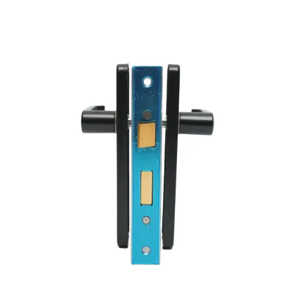 Serratura per porta con placche nere 57x100x60mm - immagine 5