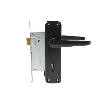 Serratura per porta con placche nere 57x100x60mm - immagine 4