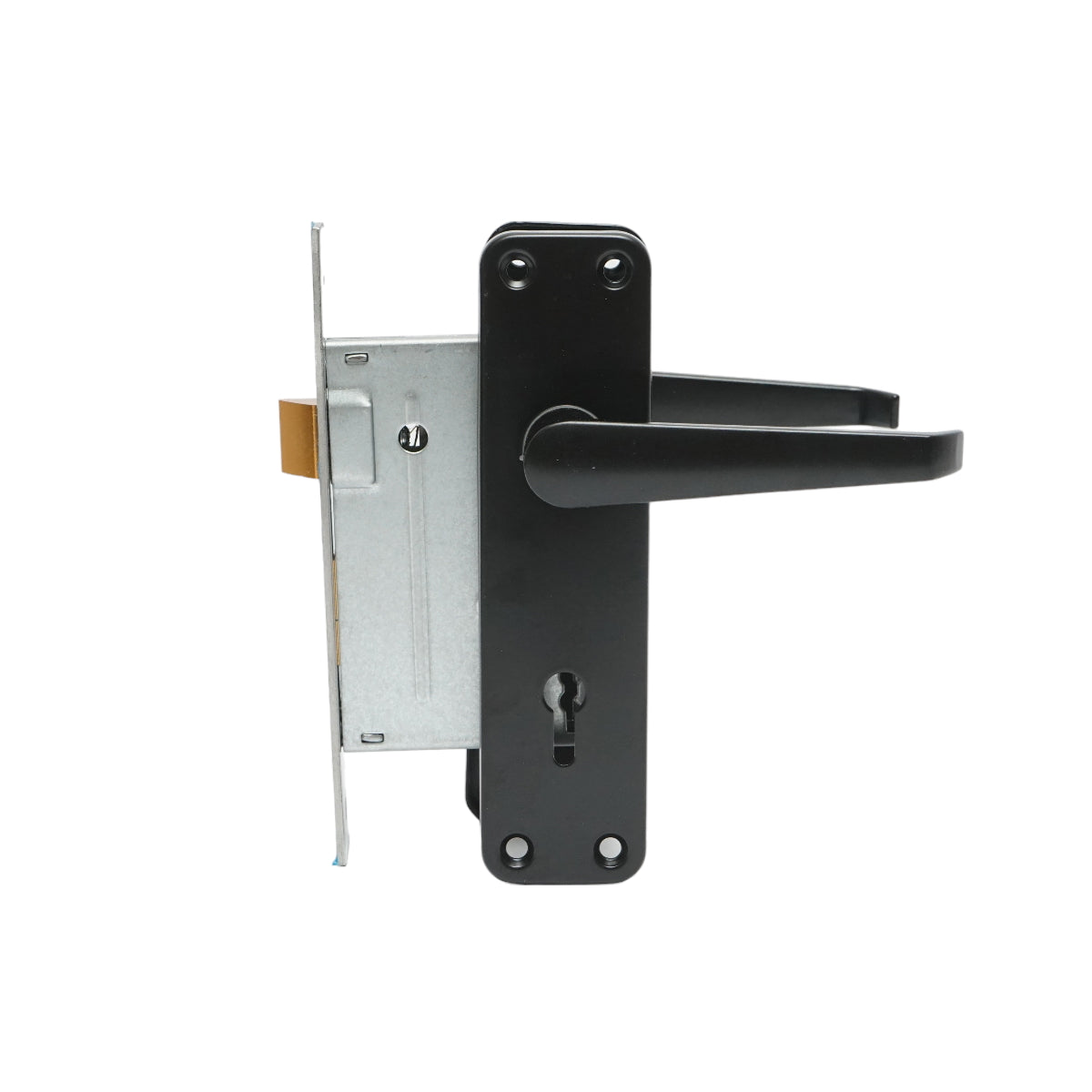 Serratura per porta con placche nere 57x100x60mm - immagine 4