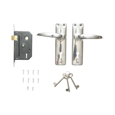Serratura per porta con placche nichelate 57x100x60mm - immagine 2