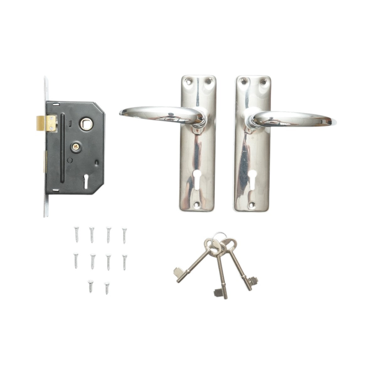 Serratura per porta con placche nichelate 57x100x60mm - immagine 2