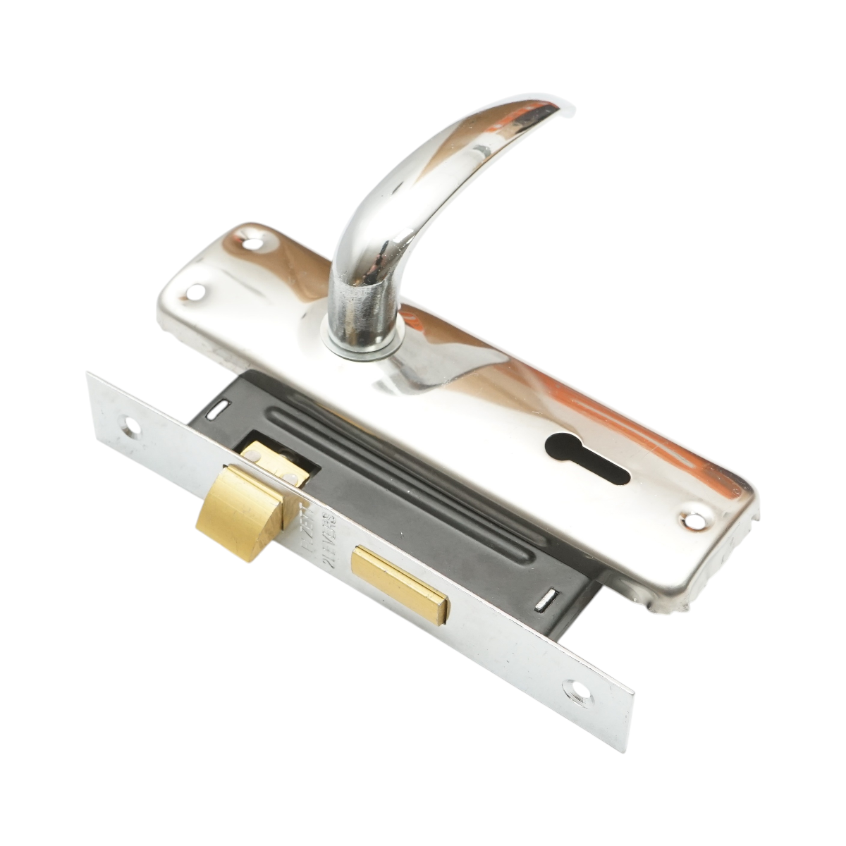 Serratura per porta con placche nichelate 57x100x60mm - immagine 3
