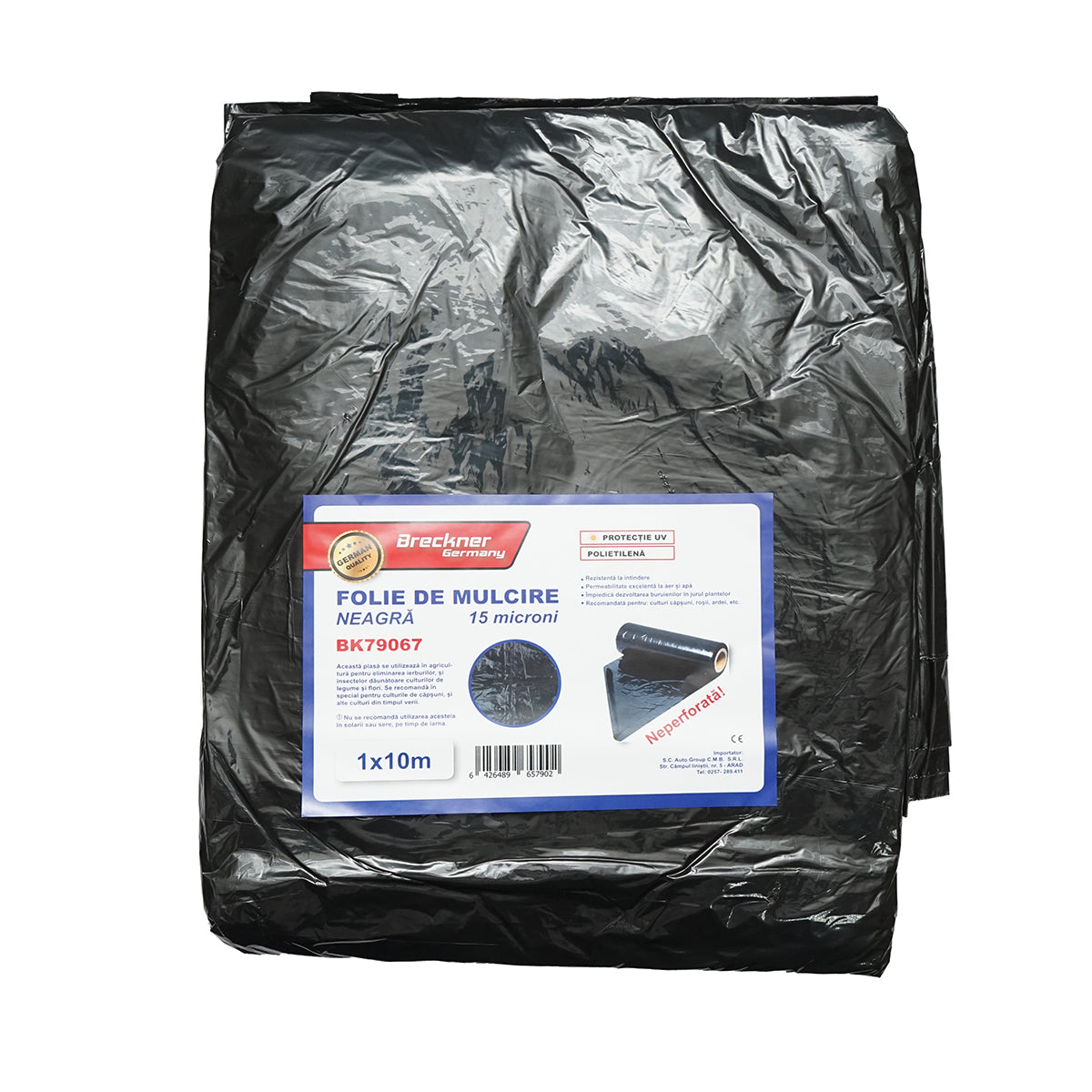Set 10 pezzi di foglio per pacciamatura, anti-erbacce 1x10m, 15 microni, nero non perforato, protezione UV Breckner Germany