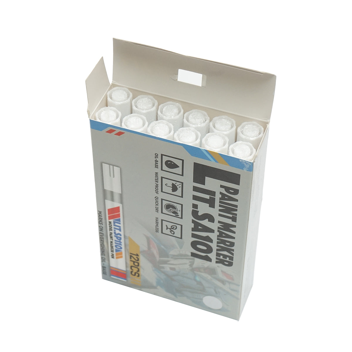 SET 12 pezzi. Pennarello a base di olio bianco, impermeabile, ad asciugatura rapida - immagine 2
