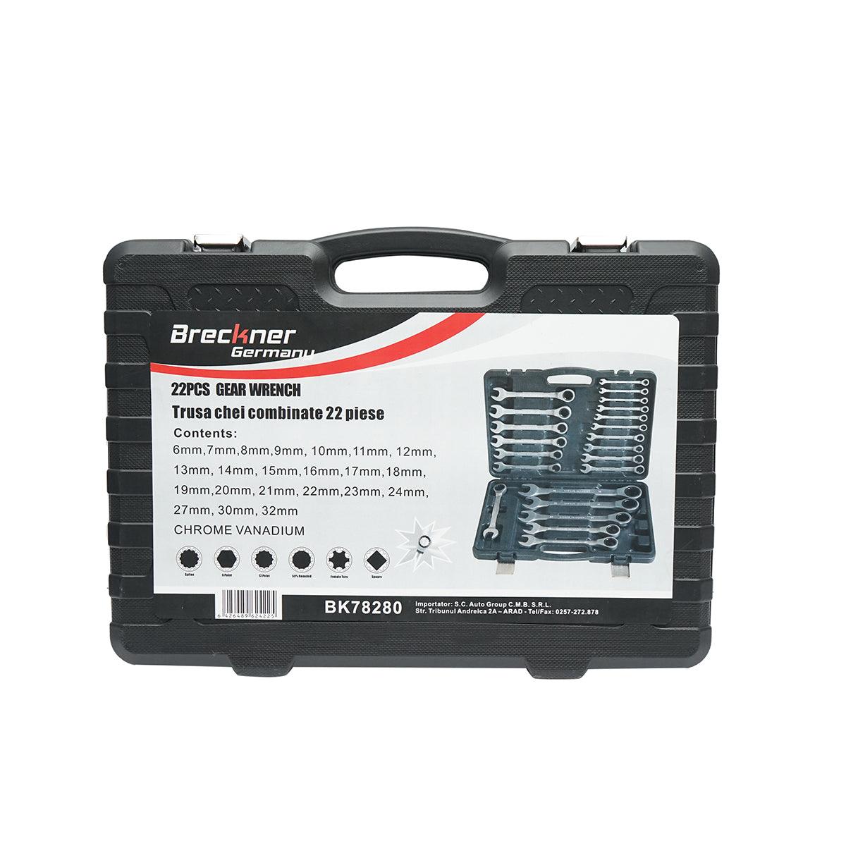 Set 22 chiavi combinate con cricchetto Snodate CrV 6-32 mm Set 22 chiavi Breckner Germany - immagine 2