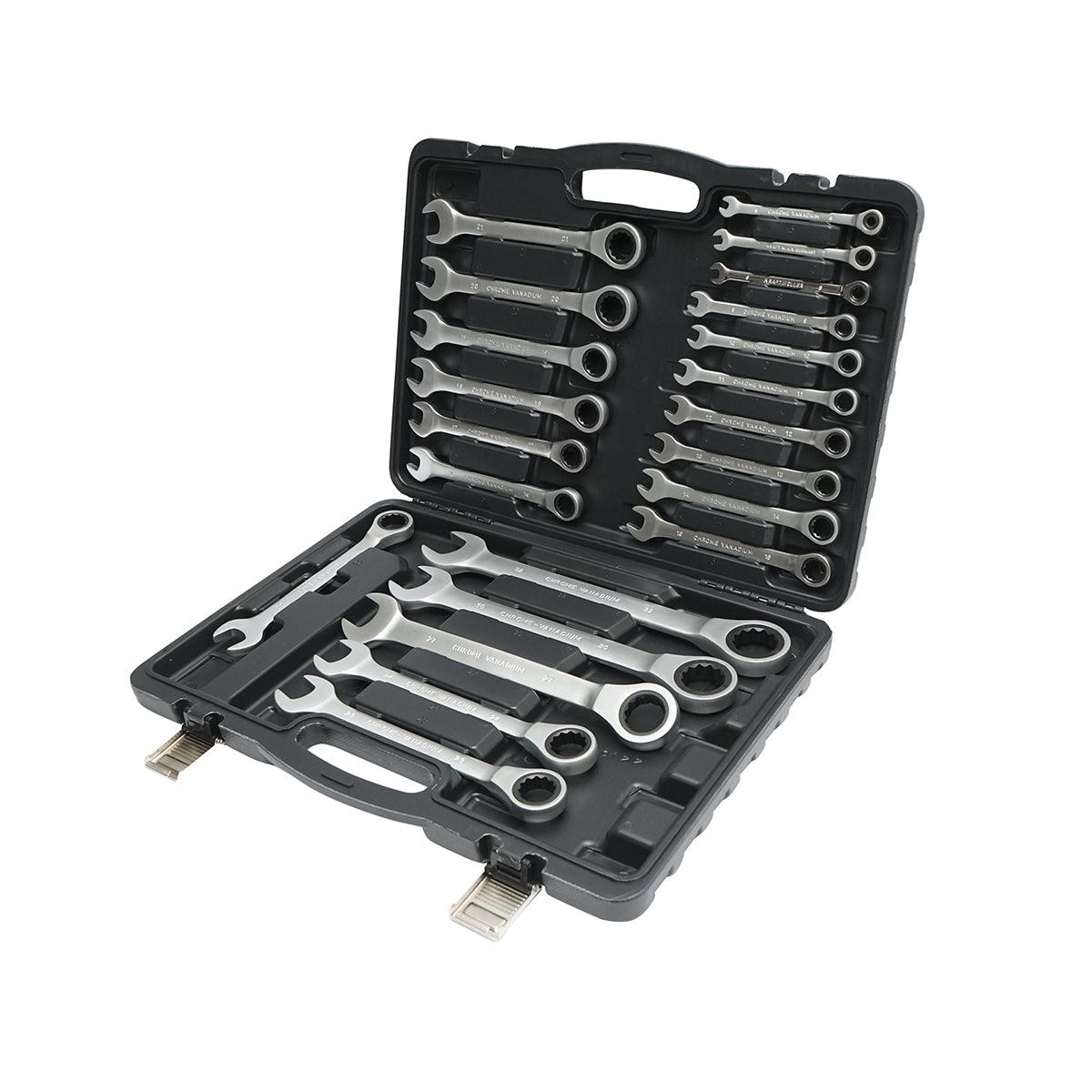 Set 22 chiavi combinate con cricchetto Snodate CrV 6-32 mm Set 22 chiavi Breckner Germany