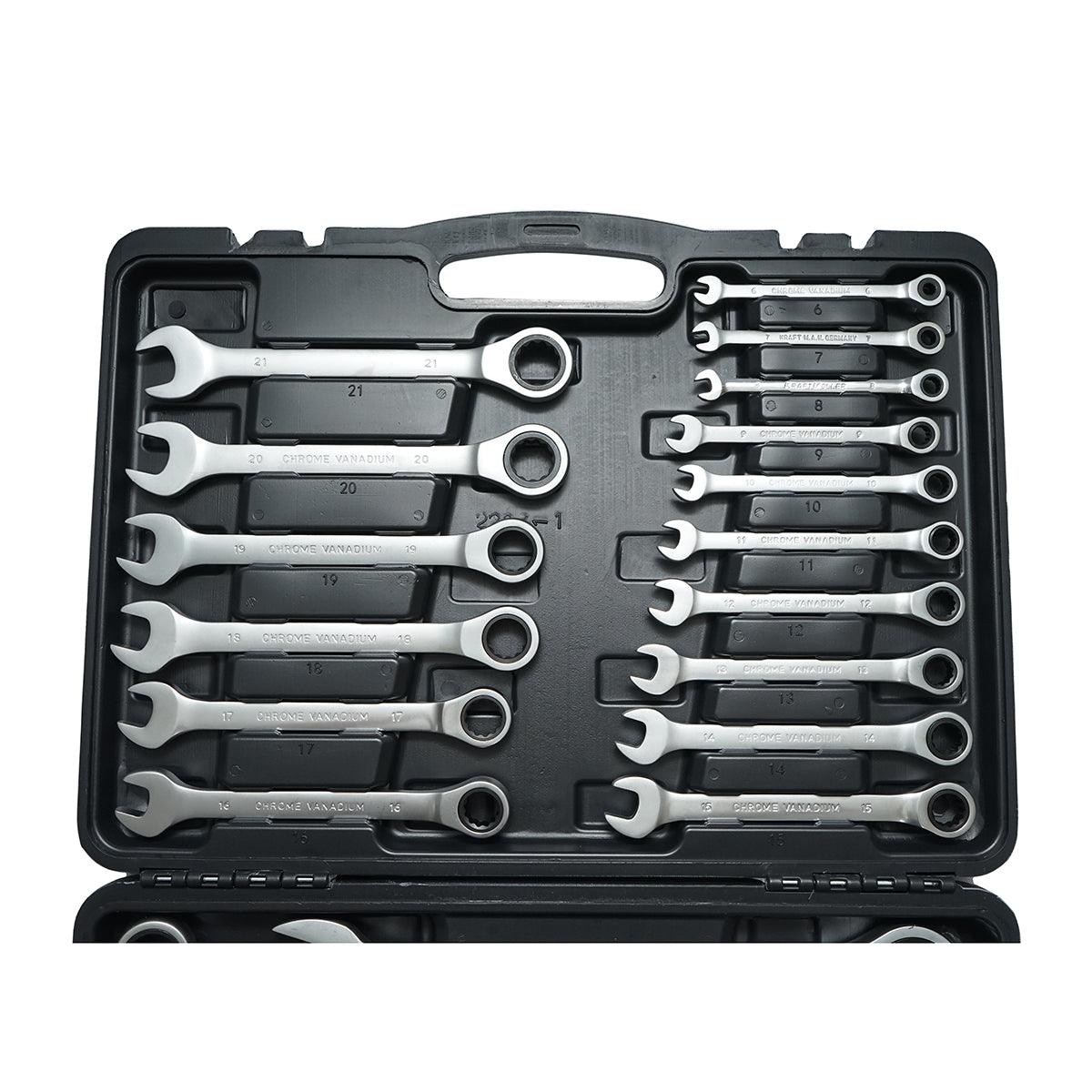 Set 22 chiavi combinate con cricchetto Snodate CrV 6-32 mm Set 22 chiavi Breckner Germany - immagine 4