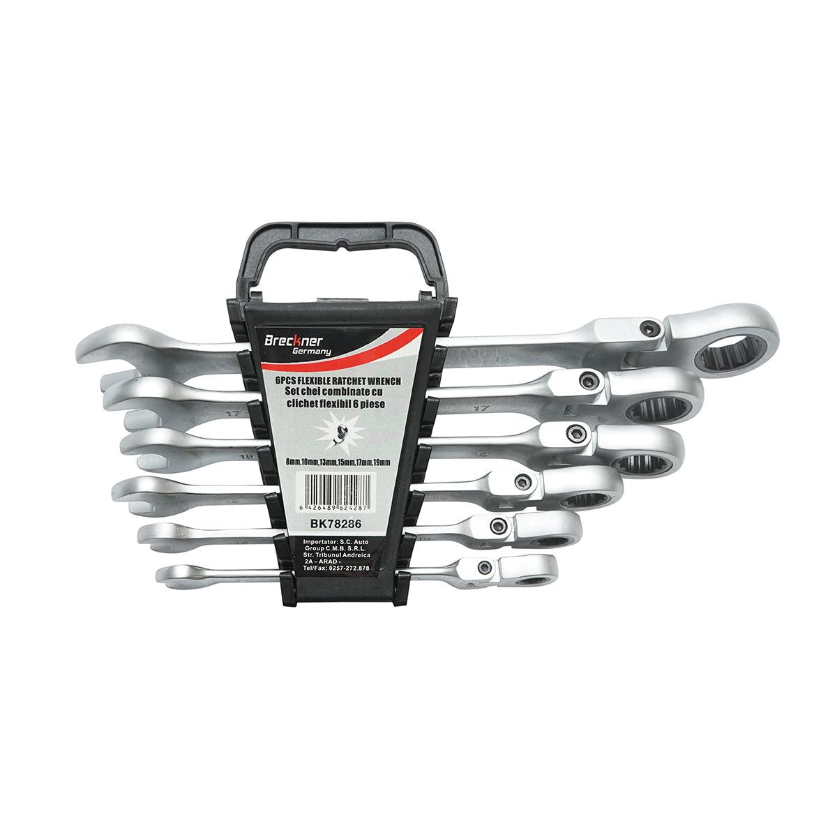 Set 6 chiavi combinate con cricchetto Snodate CrV 8-19 mm Breckner Germany - immagine 2