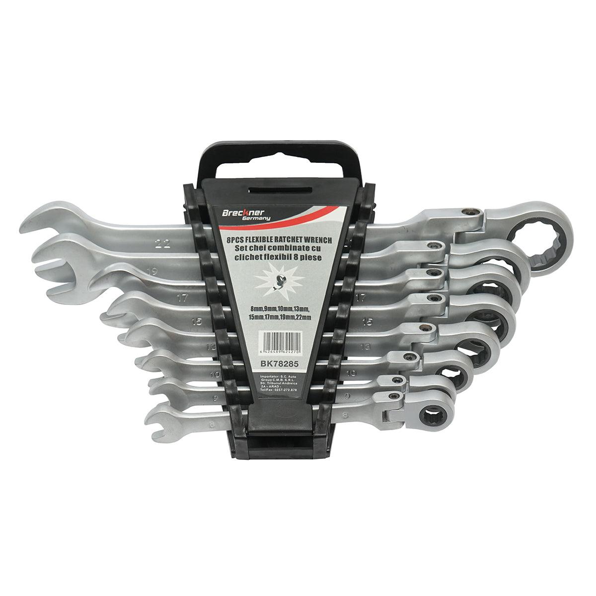 Set 8 chiavi combinate con cricchetto Snodate CrV 8-22 mm Breckner Germany - immagine 2