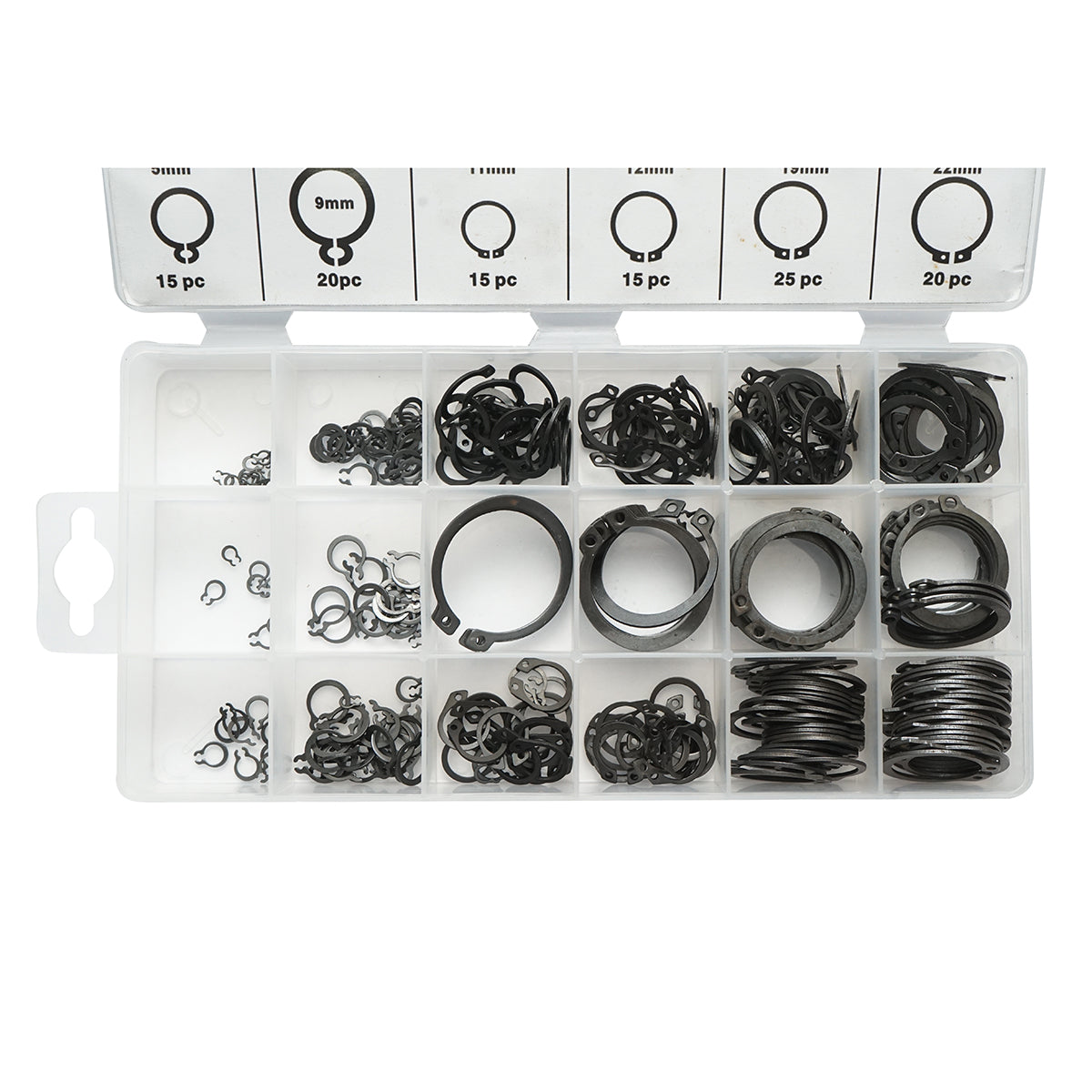 Set anelli di sicurezza Seeger esterni 3–32 mm, 300 pezzi - immagine 5