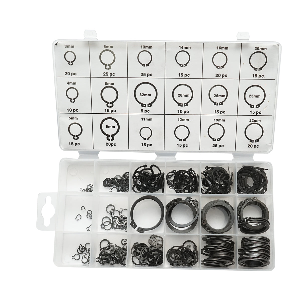 Set anelli di sicurezza Seeger esterni 3–32 mm, 300 pezzi - immagine 2