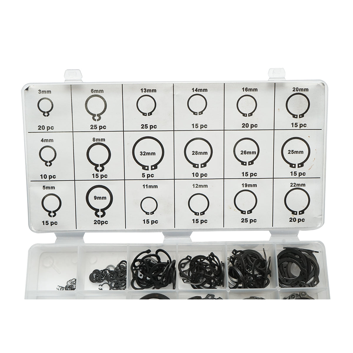Set anelli di sicurezza Seeger esterni 3–32 mm, 300 pezzi - immagine 4