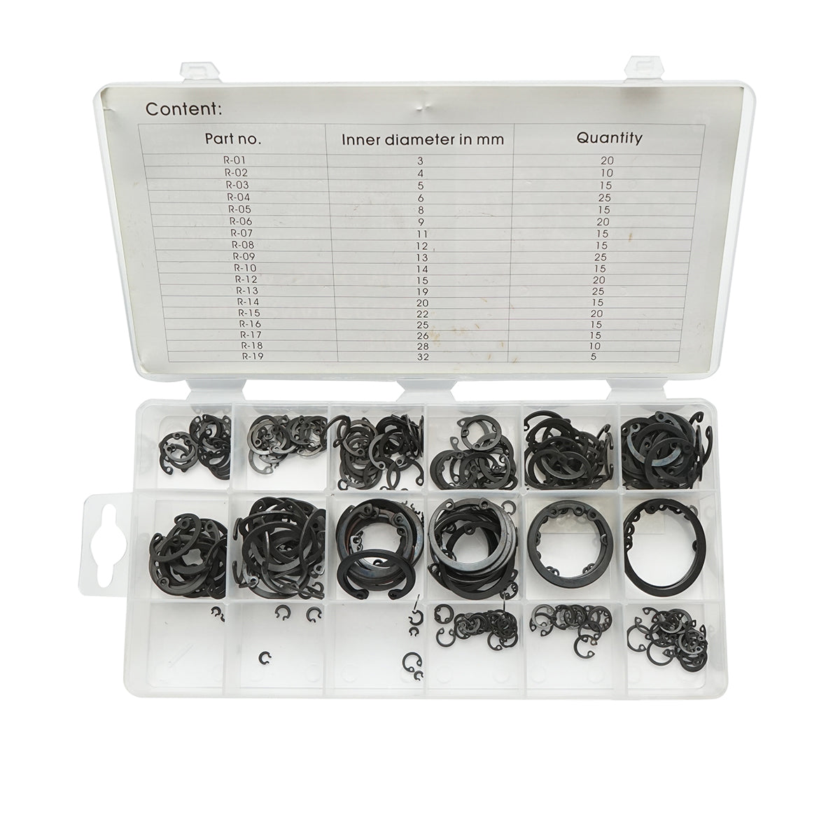 Set anelli di sicurezza Seeger interni 3–32 mm, 300 pezzi - immagine 2