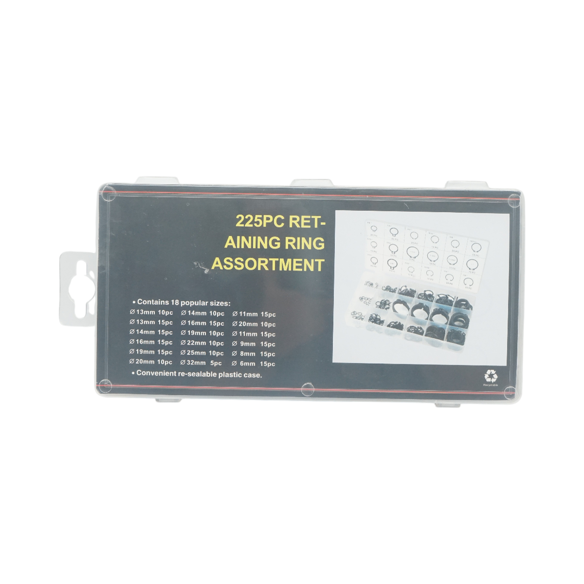 Set anelli di sicurezza Seeger interni ed esterni 6–32 mm, 225 pezzi - immagine 3