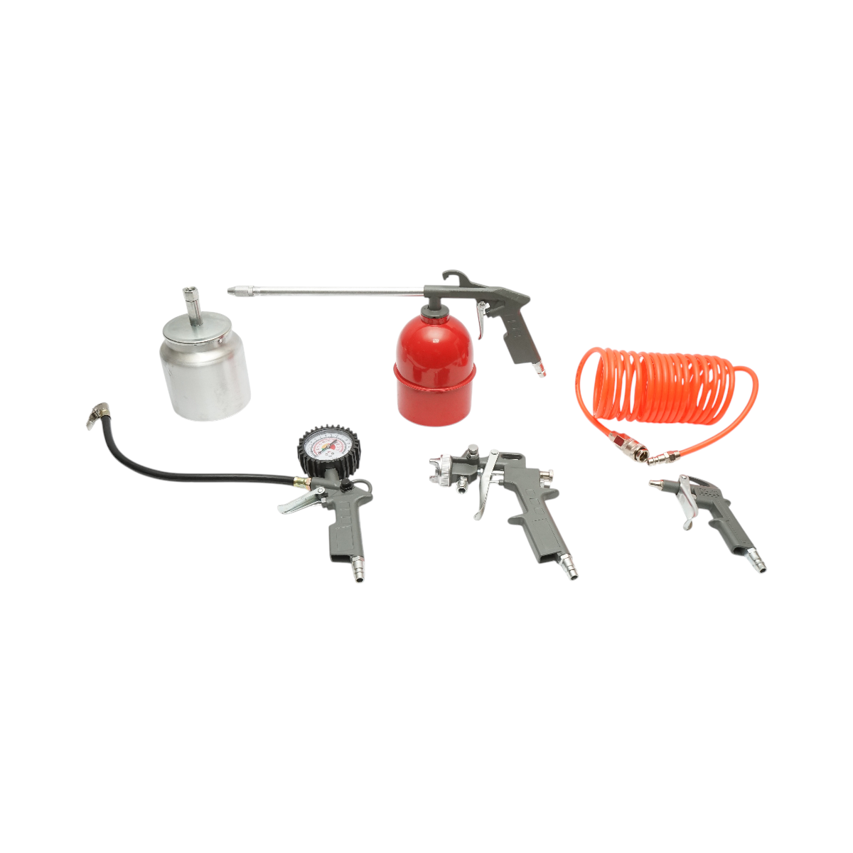 Set aria compressa da 5 pezzi con tubo a spirale da 5 m, pistola ad aria compressa per lavaggio, verniciatura, gonfiaggio e soffiaggio